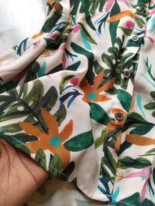 Tropical Print Button-Up Shirt