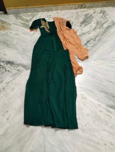 Emerald Green Embroidered Anarkali Suit