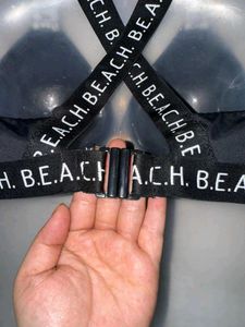 Black Bikini Top with Logo Band