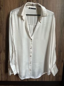Zara silk button down shirt