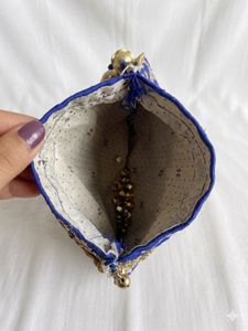 Embroidered Royal Blue Potli Bag