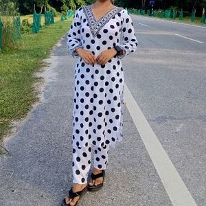 Polka Dot Kurta Set