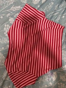pink and red Striped Cropped Top