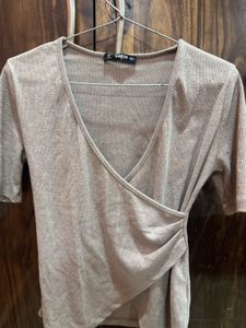 Ribbed Wrap Top
