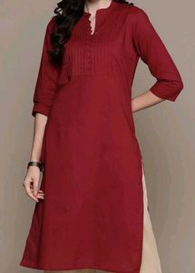 Maroon Cotton Kurta