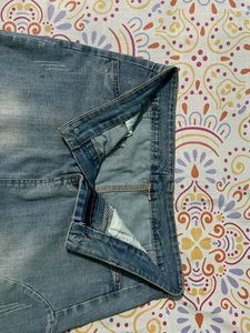 A-line mid length girls denim skirt
