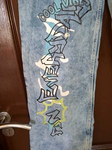 Graffiti Butterfly Wide Leg Jeans and crop top