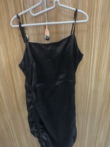 Sleek Black Ruched Mini Dress
