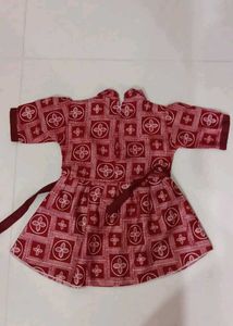 Maroon &amp; White Printed Frock