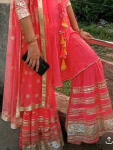 Beautiful Red Kurta Set with Yellow Dupatta