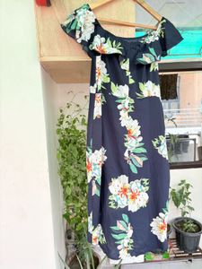 Floral Off-Shoulder Wrap Dress