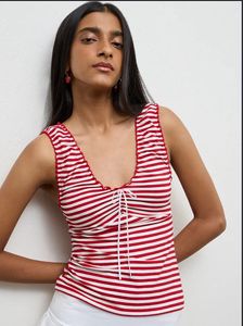 Striped Sleeveless Tie-Up Top