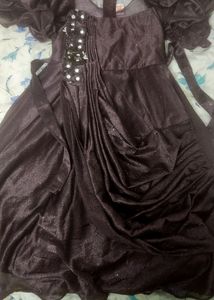 Dark Purple Saree Frock Design