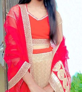 Stunning Red &amp; Gold Lehenga Choli