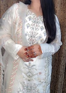 Elegant White Embroidered Kurta Set