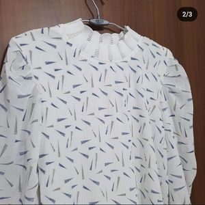 Printed White Balloon Dress