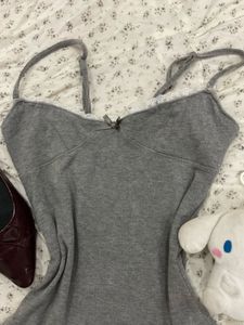 Grey Lace Trim Cami Top
