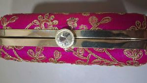 Vibrant Pink Embroidered Clutch Bag