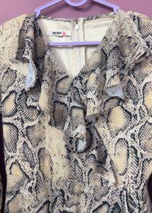 Stylish Snake Print Ruffle Dress