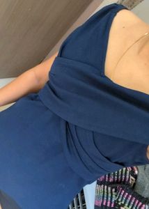 Chic Navy Blue Off-Shoulder Top