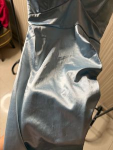 Satin Ruched Mini Dress with Chain Straps