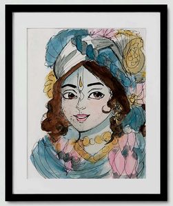 krishna watercolor painting