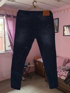 Navy Blue Tonned Patched Color Drop Jeans