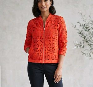 Orange Lace Bomber Jacket