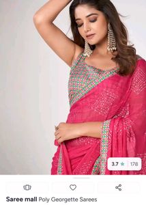 Elegant Pink Poly Georgette Saree
