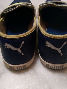 Puma Navy Blue &amp; Flourocemt Green Slip-on Sneakers