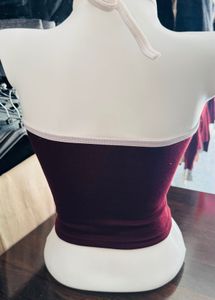 Burgundy Halter Crop Top