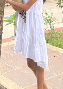 Chic White Tiered Midi Dress