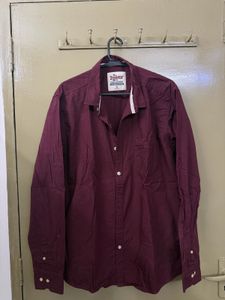 Men's Maroon Casual Shirt