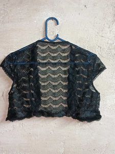 Elegant Black Lace Bolero Shrug Sheer