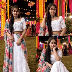 White navratri Lehenga Choli Set