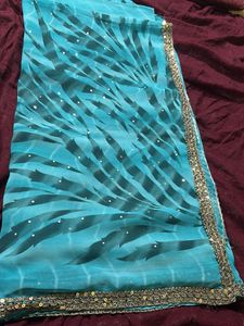 Stunning Blue Saree with Sequins