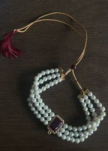 Ethnic Pearl Choker/necklace With Earrings
