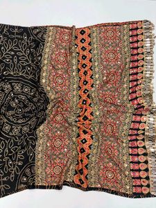 Stunning Black Embroidered Saree with Mirror Work