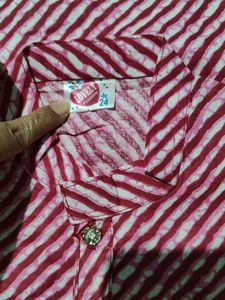 Pink Striped Kurti Top