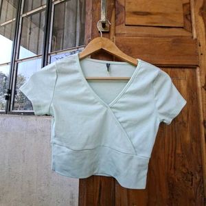 Pastel Green Wrap Crop Top