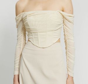 Cream Corset Top with Puffy Sleeves