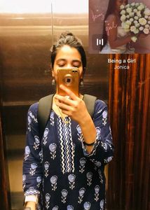 Navy Blue Printed Kurta Set