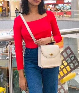Red Long Sleeve Crop Top