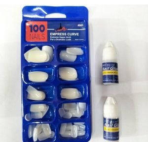 Set of 200+ 5 press on Nail Tips with Glue