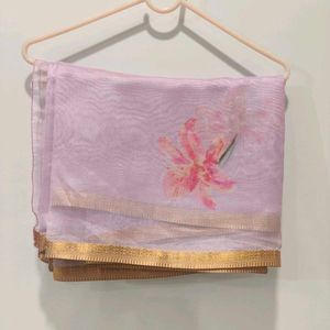 pink Floral Saree