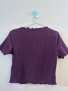 Chic Plum Textured Button-Up Top