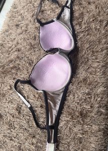 Elegant Satin Bra with Lace Trim