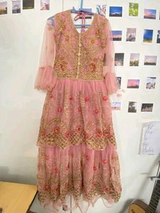 Elegant Pink Embroidered Dress