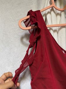 Maroon One-Shoulder top