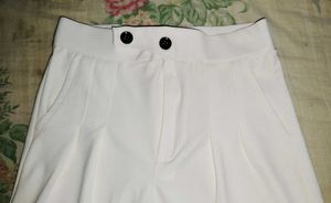 White High-Waisted Wide Leg Trousers